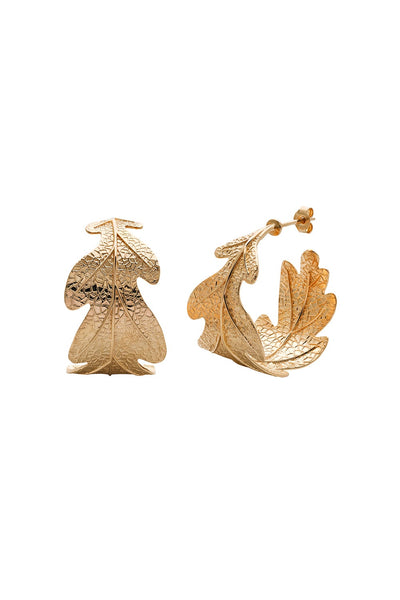 Karen Walker Oak Leaf Earrings - Hard Gold Plate