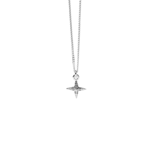 Meadowlark Petite Pave Star Charm Necklace - Sterling Silver & Grey Diamond