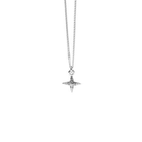 Meadowlark Petite Pave Star Charm Necklace - Sterling Silver & Grey Diamond