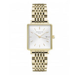 Rosefield ' The Boxy' White Sunray Gold Steel Watch - QWSG-Q09