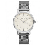 Rosefield 'The Mercer' White Dial & Silver Mesh Watch - MWS-M40