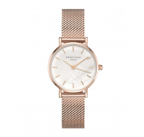 Rosefield 'The Small Edit' White Dial & Rose Gold Mesh Watch - 26WR-265