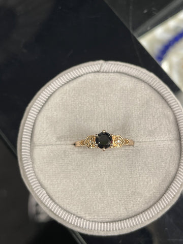 Meadowlark - Eternal Engagement Ring 9ct Rose Gold Black Diamond & White Diamond