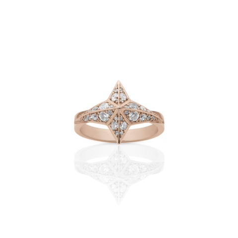 Meadowlark Star Ring Pave - 9ct Rose Gold & White Diamond