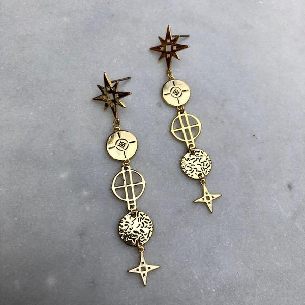 Lindi Kingi Star Drop Earrings - Gold Plate